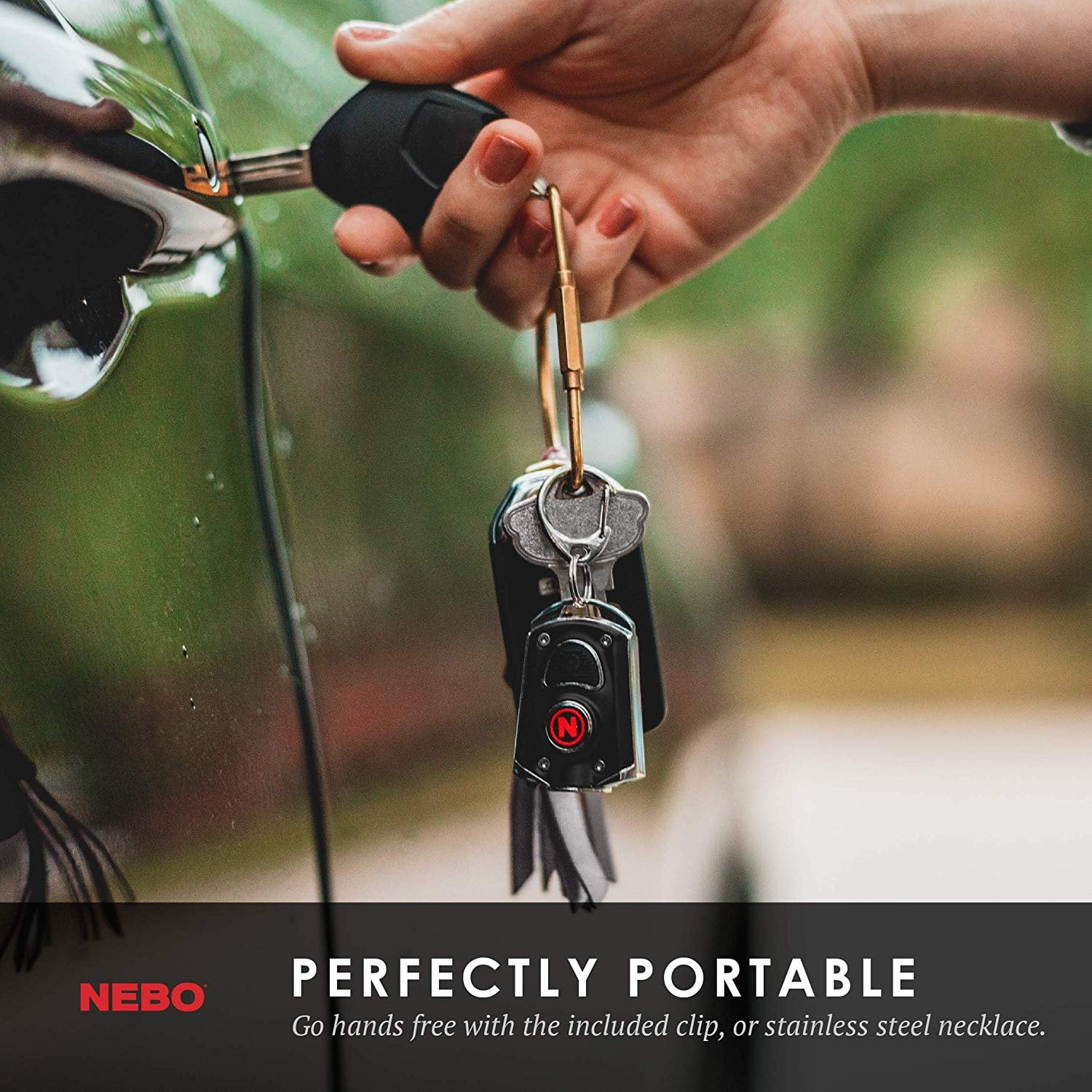 Lanyard or Keyring NEBO 400-Lumen Key Chain Flashlight: Features 6 Unique Light Modes MYCRO 6714 Including 400 Lumen Turbo Mode and 3 LED Color Options; Easily Secured via Necklace Silver