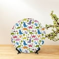 thumbnail image 6 of Balery Cute Dinosaur Print Bone China Decorative Plate Ceramic Dinner Plates Art Crafts with Display Stand-10in, 6 of 6