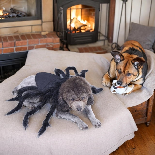 Traje Divertido Yinane Simulación Mascotas Negro Perro Trajes de araña negra