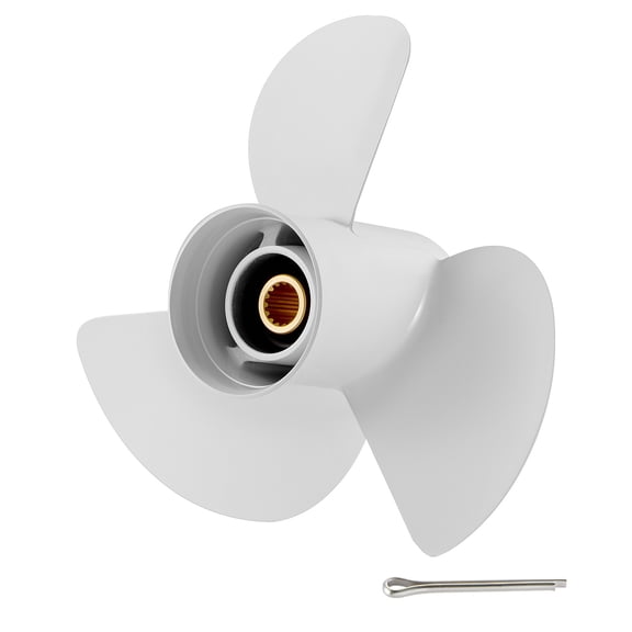 KFFKFF Aluminum Outboard Propeller, 15 Spline Tooth Design for Yamaha Engines 50-130 HP, 4-1/4" Gearcase, 3-Blade, Right Hand Rotation, Compatible with OEM Parts No. 6E5-45954-00-EL