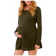 thumbnail image 1 of dmqupv Robe de Maternité pour Baby Shower Robe de Maternité Confortable Douce à la Mode Couleur Unie Robe de Maternité à Col Rond Vert, Taille pour 3TG, 1 of 5