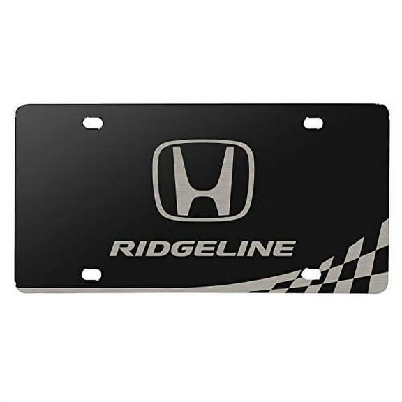 Honda Ridgeline Matt-Look Laser Mark Checker Flag Black Acrylic License Plate