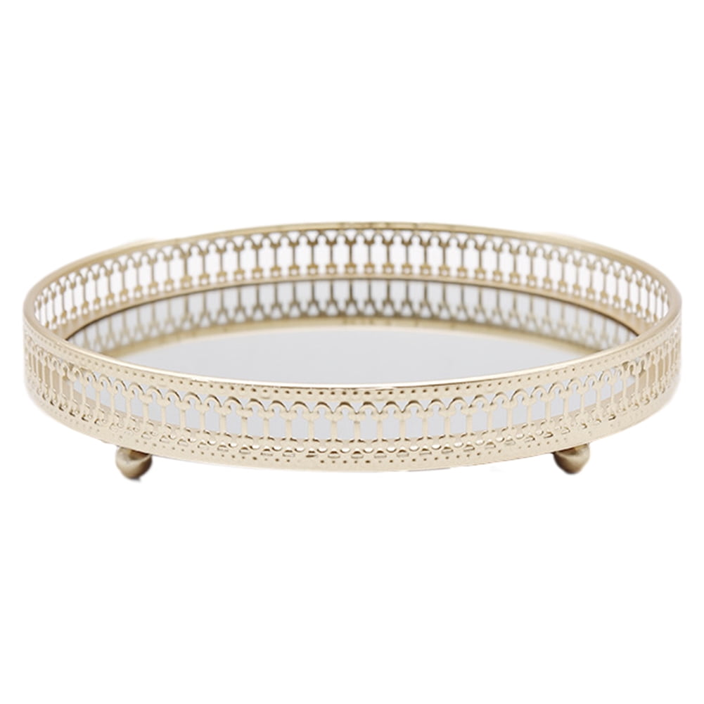 Storage mirrorRound Mirror Tray Nordic Decorative Mirror Jewelry Tray