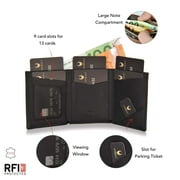 DONBOLSO Slim Card Wallet with RFID Protection, Thin Small Wallet, 9 Card Slots for up to 13 Cards