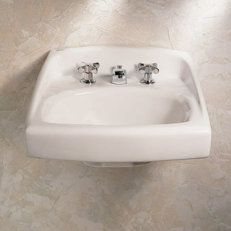 American Standard 0356 041 020 Lucerne Wall Mounted Lavatory Sink For Exposed Bracket Supports Not Included With Single Faucet Hole White