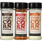 Urban Accents Gluten Free Premium Popcorn Seasoning Variety Pack - Cracked Pepper Asiago, Sizzling Sriracha, White Cheddar H1