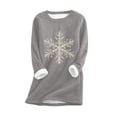 thumbnail image 2 of Wowcloth Women's Christmas Print Thermal Shirt, Thickened Fleece-Lined Warm Base Layer, Long Sleeve Round Neck for Winter Daily Use, 2 of 5