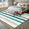 thumbnail image 5 of Brown Beige Teal White Striped Washable Living Room Rugs 5'x8', Modern Minimalist Lines Low Pile Throw Large Area Rug Non-Slip Sturdy Edge Binding Carpet for Living Room Kitchen Office, 5 of 9