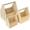 thumbnail image 2 of Set of 3 Unfinished Wooden Carrier Nesting Wood Craft Box with Handle for Storage, 2 of 7