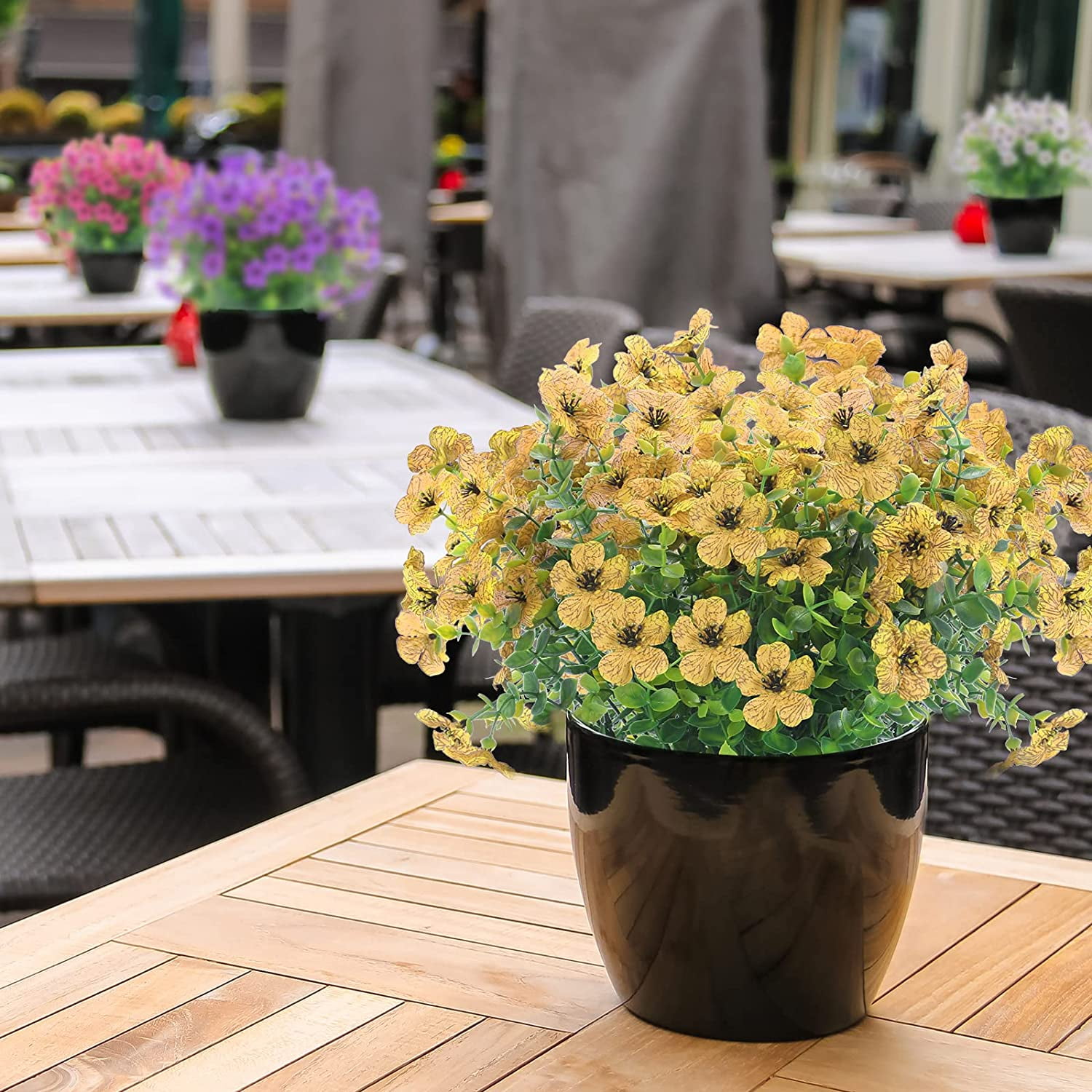 MAMOWEAR Artificial Flowers for Outdoors UV Resistant violets Fake Flowers No Fade Faux Plants Garden Porch Window Box Decorating