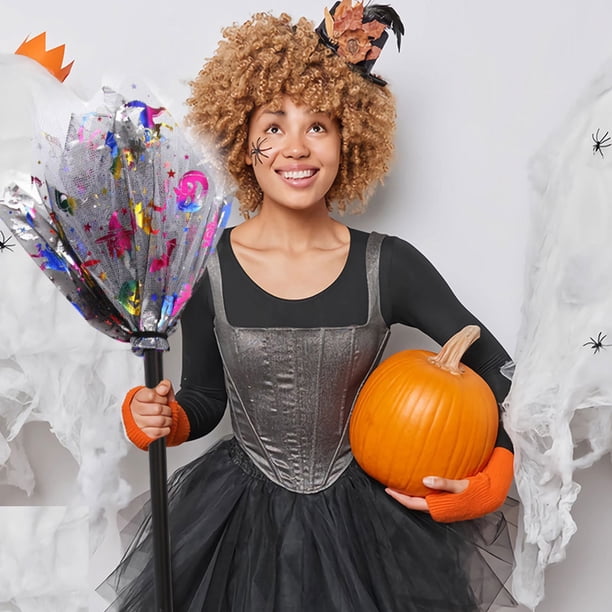 Decoraciones de Halloween, adornos de Halloween, regalos de Halloween, escoba de bruja desmontable de Halloween, decoración para fiesta de Halloween, escoba voladora, escoba de malla, escoba de bruja