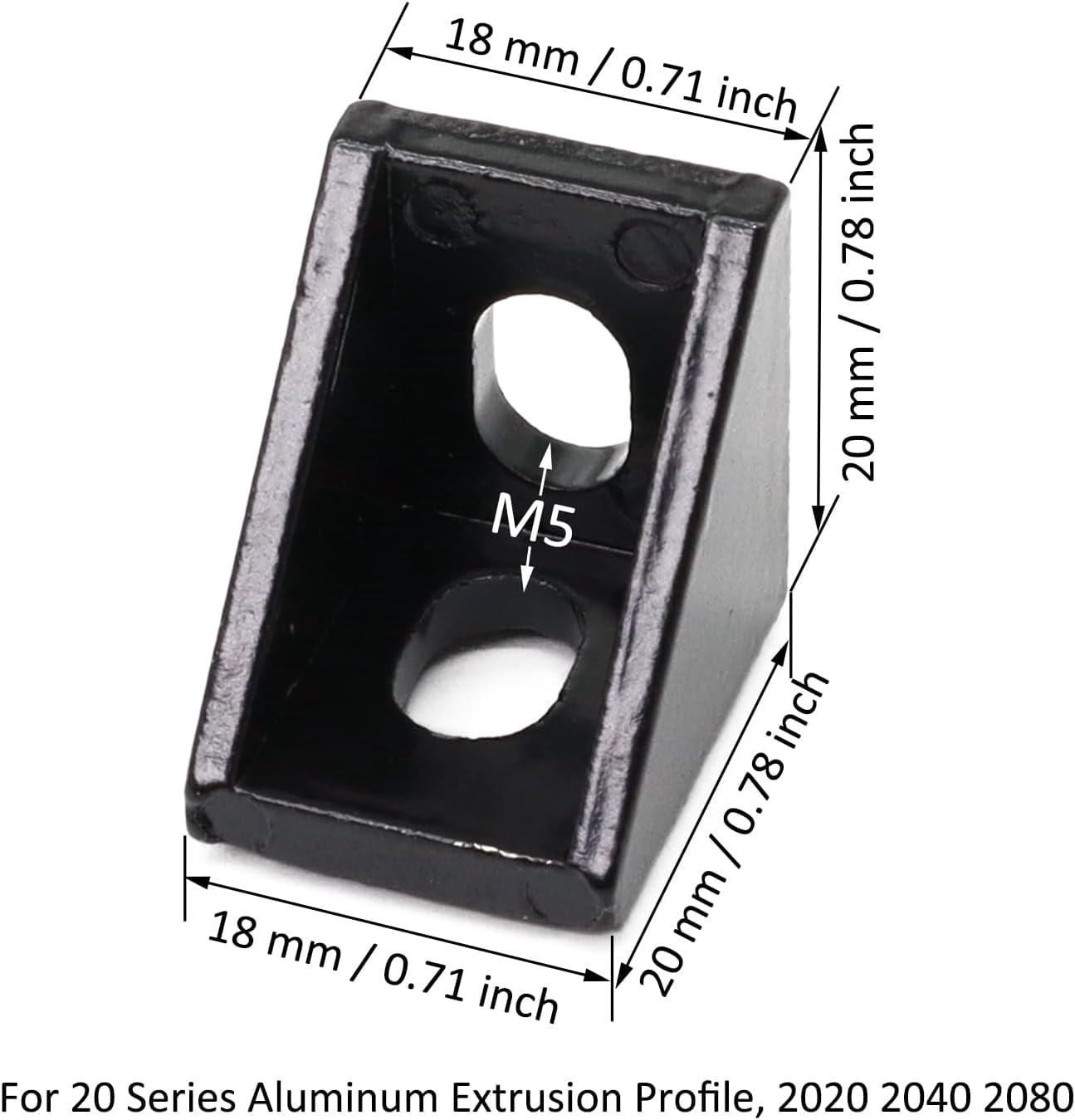 10 sets of 2020 aluminum profile corner bracket 20 series extruded hardware 90 degree right angle connector, with 5 screws and nuts, suitable for 20/20 80 20 2040 aluminum profile (black)