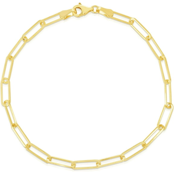 Floreo 10k Yellow Gold 3.2mm Lite Paperclip Link Chain Bracelet or Anklet 7.5 Inch