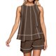 thumbnail image 1 of Conjunto de pantalones cortos para mujer, ropa informal para el día a día: camiseta sin mangas con bolsillo y pantalones cortos cómodos, conjunto transpirable para primavera-verano., 1 of 6