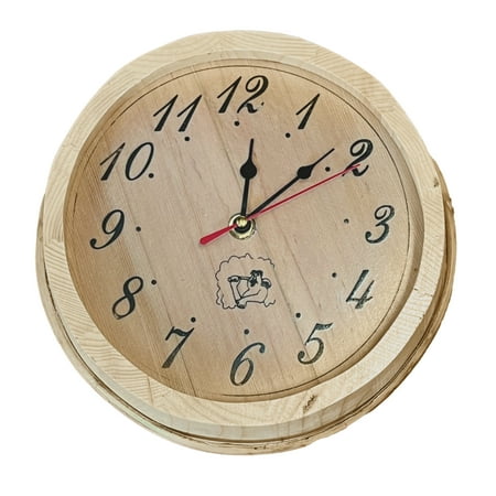 ALEKO KDS04 Sauna Spa Analog Clock Finnish Pine Wood 9.5 inch Diameter