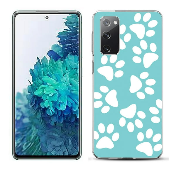Slim-Fit Gel TPU Phone Case for Samsung Galaxy S20 FE 5G Fan Edition, by OneToughShield ® - Pet Paw / Teal