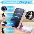 thumbnail image 6 of AOKESI Wireless Charging Station, 3 in 1 Wireless Charger with 18W Adapter, 15W Fast Wireless Charging Dock Fit for iPhone 15 14 13 12 11 Pro Max Plus, iWatch 8 7 6 5 4 3, AirPods 3 2 Pro, Pink, 6 of 6