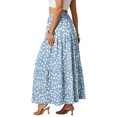 thumbnail image 4 of LWavelet Women Floral Print Tiered Maxi Skirt Elastic Waist With Pockets Boho Summer Long Skirt Sky Blue S, 4 of 6