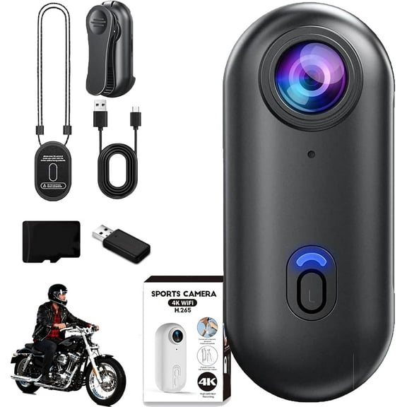 4K Mini Wearable Body Adventure Action Cameras, 2026 New Portable 1080P POV pro Camera with Audio, 360° Motorcycle Camera, Compact Magnetic Hands Free Cameras with Accessories (Beginner Blcak,128G)