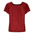 thumbnail image 4 of Scyoekwg Womens Tops Summer Trendy Short Sleeve T Shirts Dressy Casual Square Neck Tops Classic Solid Color Loose Fit Blouses Tshirt Red L US(8), 4 of 7