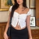 thumbnail image 4 of Gibobby Camiseta informal corta para mujer con ombligo expuesto Allmatch, correas de chaleco(Blanco,M), 4 of 5