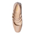 thumbnail image 3 of YDN Women Lovely Triple Straps Buckle Mary Janes Mid Chunky Heel Slip On Pumps Daily Wear Party Shoes Size 6 Nude, 3 of 4