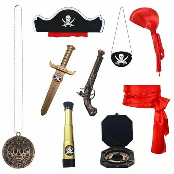 Pirate Accessories Set Role Play Captain Pirate Halloween Cosplay Party Pirate Costume Decorations Kids adult
