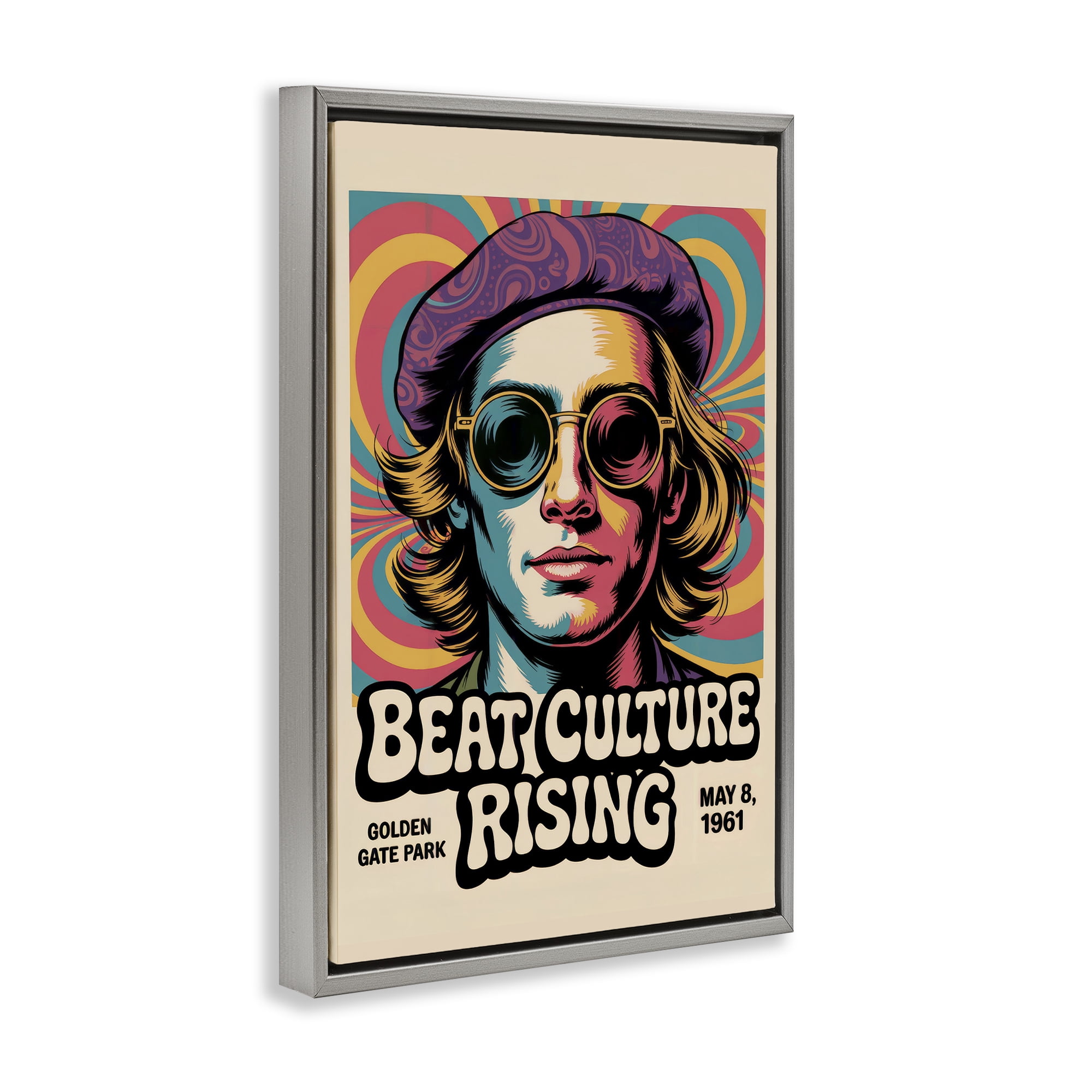 Stupell Industries Beat Culture Rising Poster Gray Framed Floater Canvas Wall Art, design by Andreas Magnusson