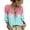 Turquoise, variant on Women's Polka Dot Top 3/4 Sleeve V Neck Peasant Top Abstract Geometric Print Drawstring Ruffle 3/4 Sleeve Summer Casual Flowy Tops