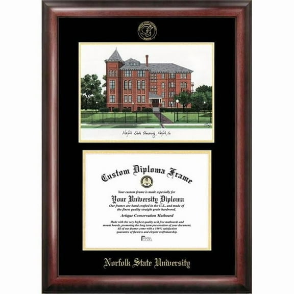 Campus Images VA992LGED-1185 8.5 x 11 in. Norfolk State Gold Embossed Diploma Satin Mahogany Frame with Lithograph
