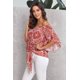 thumbnail image 3 of ABPHQTO Blusa con hombros descubiertos y estampado floral bohemio rojo para mujer, 3 of 5