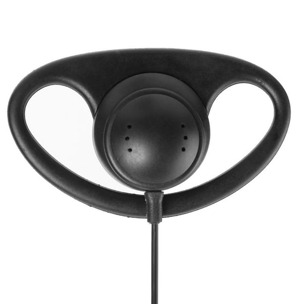 Audífonos en forma de D de 2 pines con micrófono PTT para walkie-talkie Baofeng Kenwood (PVC)
