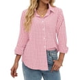 thumbnail image 3 of Fantaslook Plaid Button Down Shirts for Women Dressy Casual Long Sleeve Shirts Collared Work Blouses Tops, 3 of 10