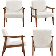 Alden Design MidCentury Modern Accent Chair with Wooden Frame, Ivory