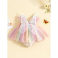 thumbnail image 3 of Infant Girl Rompers Dress 3M 6M 12M 18M 24M Embroidery Butterfly Wing Fly Sleeve Rainbow Color Tulle Skirt Jumpsuits Clothing, 3 of 10