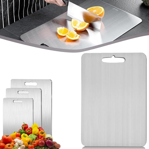 Titanium Cutting Boards - 100% Pure Titanium Cutting Boards for Kitchen - Stainless Non Stick Chopping Board, 1.8MM Titanium Thick Cutting Board Double Sided, Food-Grade