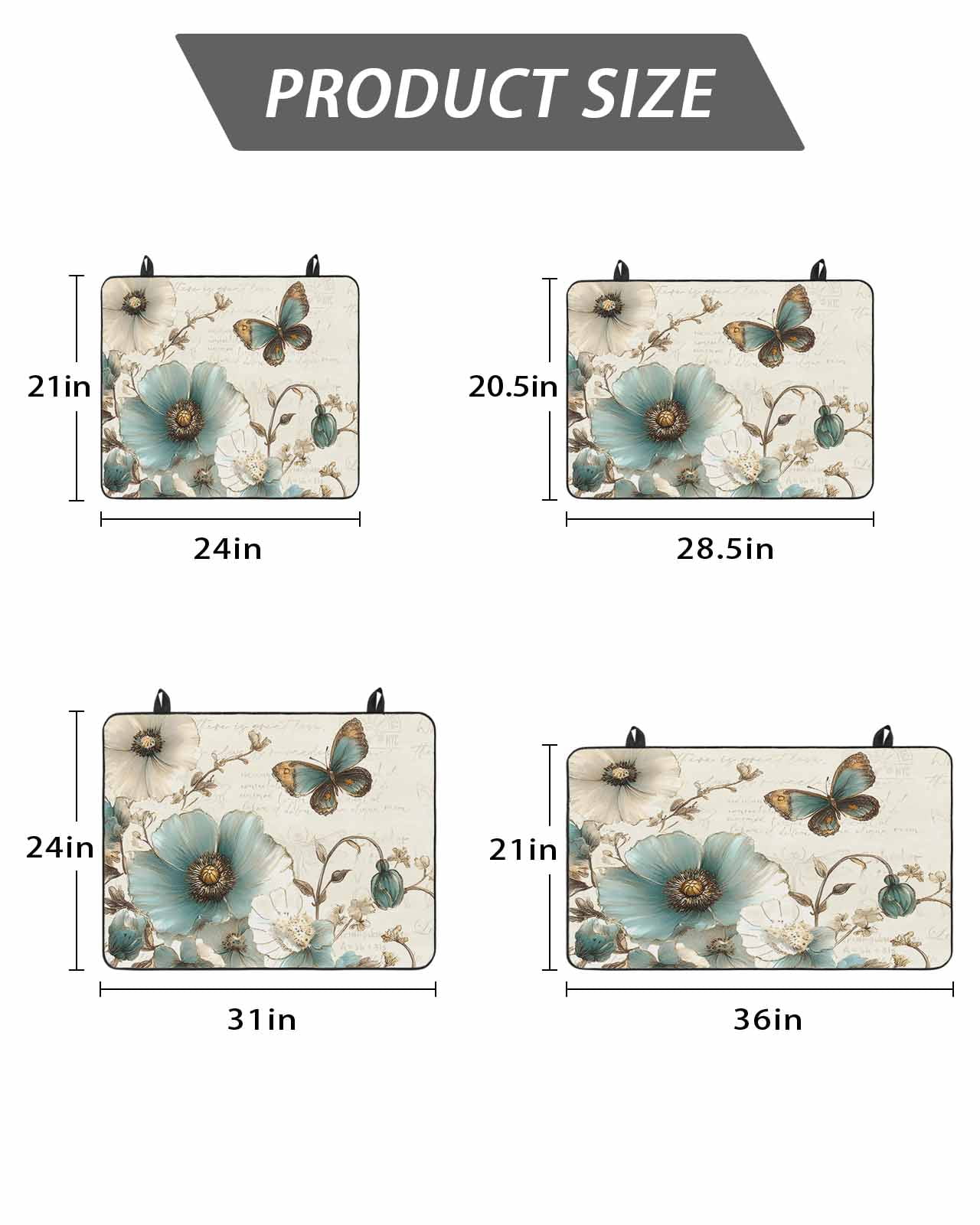 Stove Top Covers for Electric Stove, Vintage Flowers Glass Stovetop Cover Protector, Spring Floral Teal Tulip Butterfly Induction Cooktop Protector Oven Mat for Kitchen Countertop 24"x21"