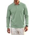 thumbnail image 2 of Long Sleeve Polo Shirts for Men Collared Performance Golf Shirts Casual Workwear Business Office Light Green L, 2 of 6