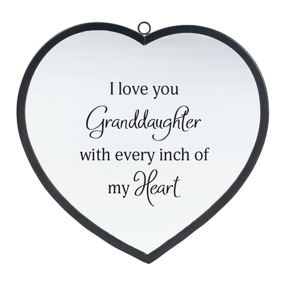 Elanze Designs I Love You Granddaughter Heart Shaped Black 8 x 8 Metal and Glass Wall Mounted Mirror
