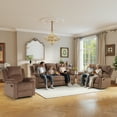 thumbnail image 6 of Bonzy Home Manual Recliner Sofa Set — 3-Piece Microfiber Reclining Couch Set (1 Recliner, Loveseat & 3-Seat Sofa), Brown, 6 of 7
