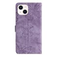 thumbnail image 2 of Compatible avec iPhone 15 Étui Gaufré Papillon avec Portefeuille et Support, 2 of 5