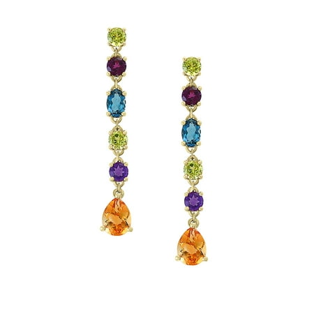 14K Yellow Gold Multi-Gemstone Earrings
