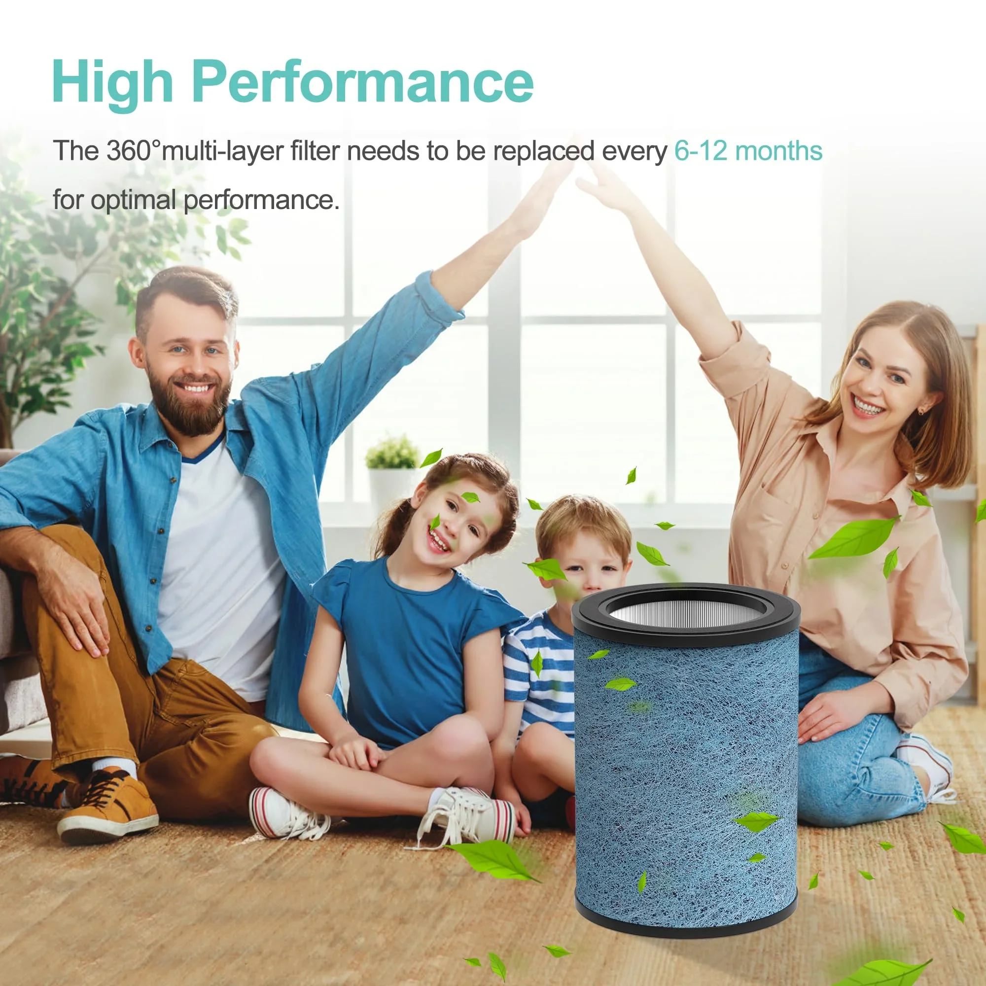 HP302 Replacement Filter Compatible with Shark HP300, HP302, HP301, HP201, HP202 & HC502 Air Purifier MAX, 3-in-1 H13 Grade True HEPA Filter, Part # HE3FKPET, HE2FKBAS, HE2FKBASMB, 2 Pack