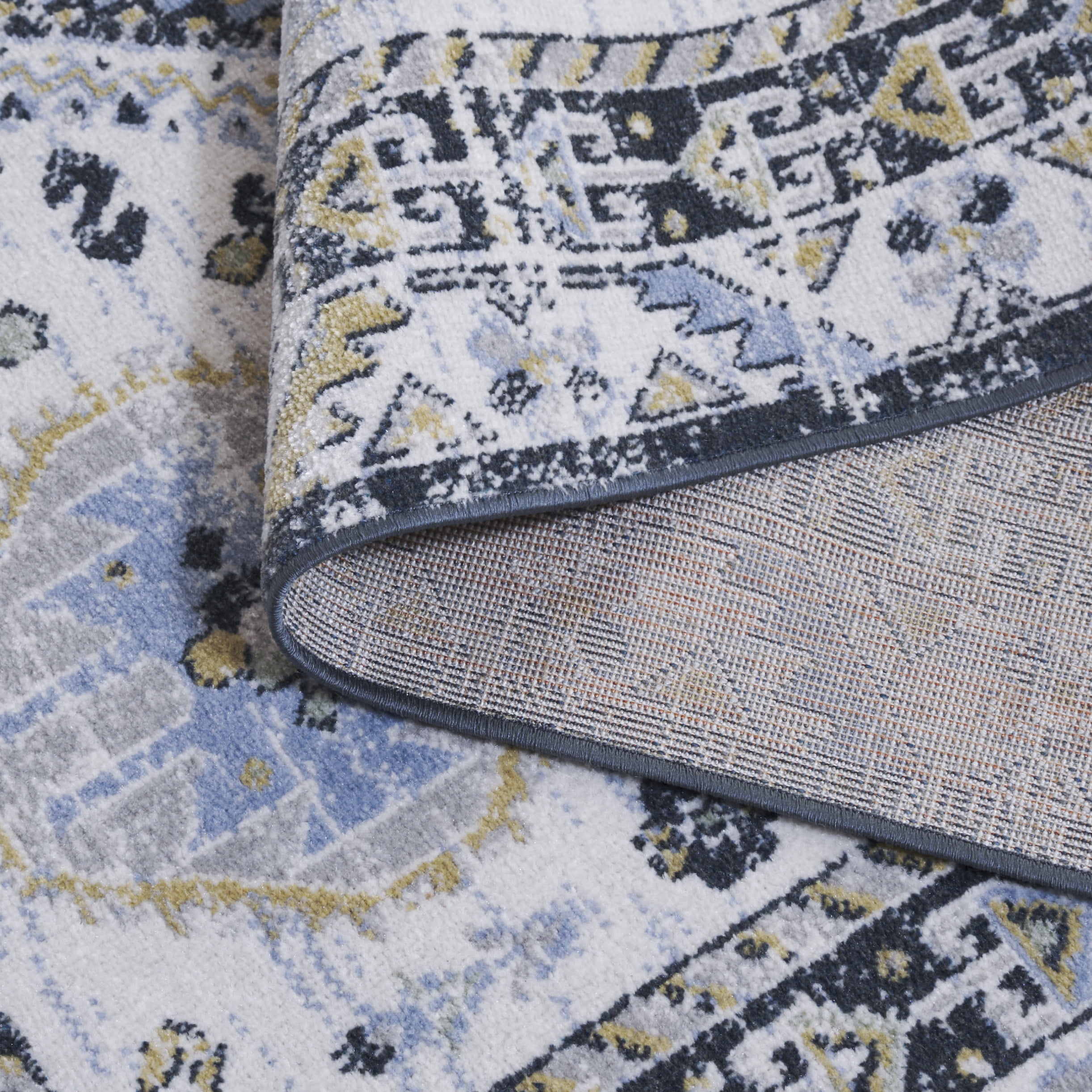 SAFAVIEH Bayside Sherwood Oriental Polyester Area Rug, Blue/Navy, 9' x 12'