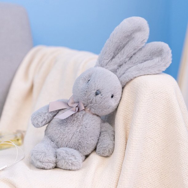 2023 Ins High Quality / Soft Bunny Plush Toy / Cute Makaron Rabbit Doll with Tie / Children's Birthday Giftgrey35cm Deng Xun unisex