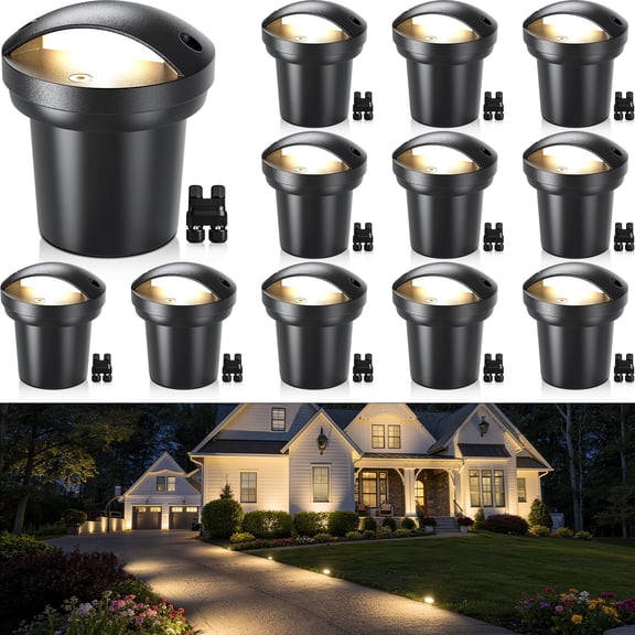 SUNVIE 5W Low Voltage Landscape Lighting Anti-Glare Outdoor In-Ground Lights 3000K LED Well Lights Waterproof for Pathway Garden, 12 Pack