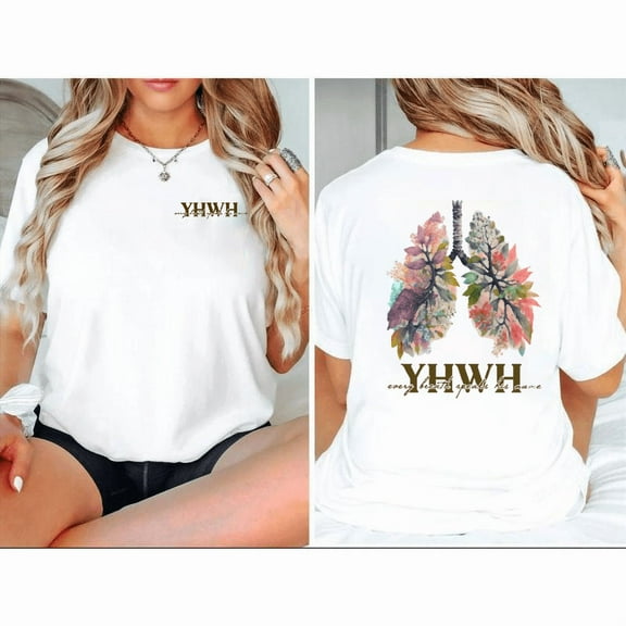 Religious YHWH Watercolor Leaf Lung Graphic Tees Print Tshirt Women Shirts White S-5XL Cotton Casual Tops
