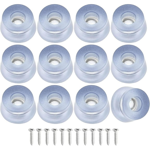 12Pcs Transparent Rubber Cutting Board Feet, Round Clear Rubber Bumpers Feet Pads Non-Slip Bumpers Pads with Screws for Furniture Electronics, 0.65" x 1.1" (H x D)