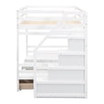 thumbnail image 6 of EUROCO Full Size Bunk Bed with Convertible Down Bed and Storage Staircase for Kids Teens, White, 6 of 16