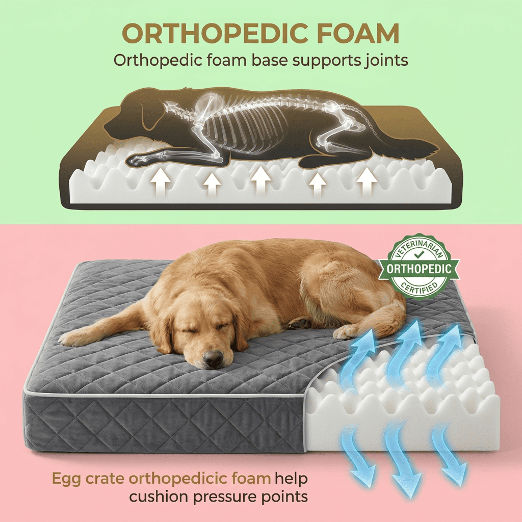 BlissHaven 47x29 XL Orthopedic Dog Bed Mat up to 120lbs, Premium Flat Pet Bed with Anti-Slip Bottom & Machine Washable Cover for Large Breed Dogs